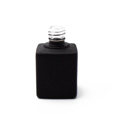 China Cosmetic Custom Design Glass Square Empty Private Label Nail Gel Polish Black Bottle With Brush 15ml for sale