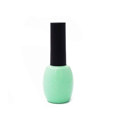 China Wholesale Cosmetic Green Round Nail Polish Bottle Empty Gel Nail Polish Cap With Brush for sale