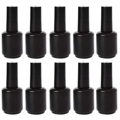 China Hot Selling Personal Care 10ml 15ml Round Square Gold Empty Matte Black Nail Gel Polish Glass Bottle for sale