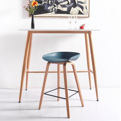 China Wholesale modern Apperance modern design pp seat Nordic restaurant furniture chair barstools cheap colorful plastic wooden leg bar barstools for sale