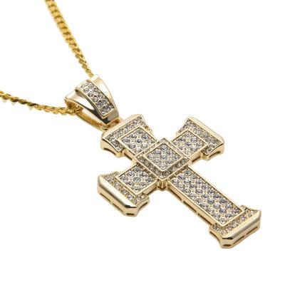 China High Quality Color Cross Gold Silver Hip Hop Jewelry Men's Hiphop Pendant Necklace Drop Shipping for sale