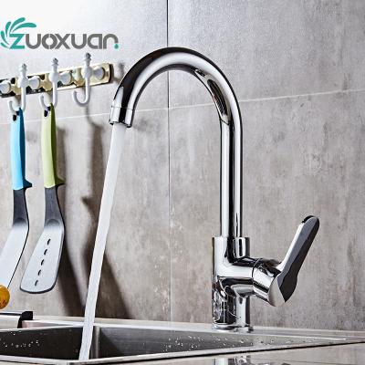 China Contemporary Single Lever Chrome Polished Kitchen Sink Faucet Mixer Tap for sale