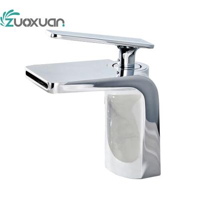 China China Zhejiang Contemporary Modern Artistic Brass Ceramic Cartridge Waterfall Taps Bathroom Sink Faucet for sale