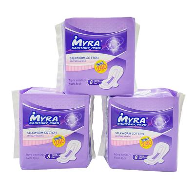 China MYRA Super Absorbent Custom Stock OEM/ODM Toallas Sanitaris Batch 240mm Blue Core Sanitary Napkin Manufacturer In China for sale