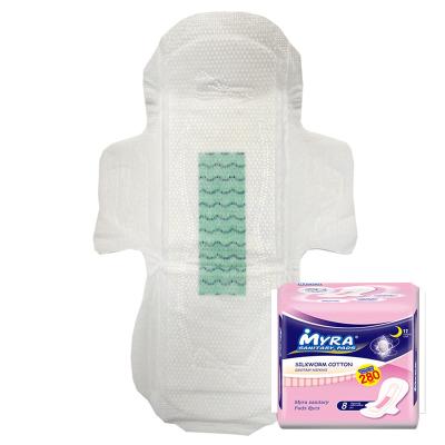 China MYRA Private Label Cotton Green Anion Oxygen Sanitary Shield Super Absorbent Towel Serviette Hygienique For Women for sale