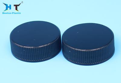 China 32/400 Black Color Ribbed Plastic Bottle Screw Caps Stripe Lid Black Color for sale