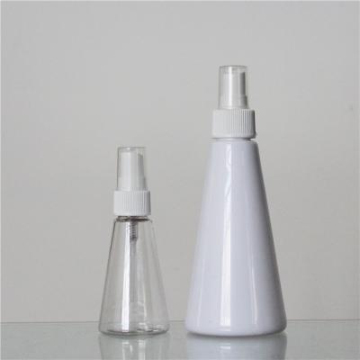 China Dispenser Spray Plastic Cosmetic Bottles Taper Shape 60ml 120ml Any Color for sale