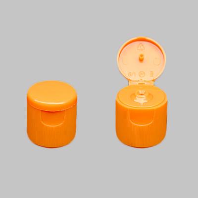 China Orange 24 410 Dispensing Cap , Hand Cream Bottle Plastic Flip Top Caps for sale