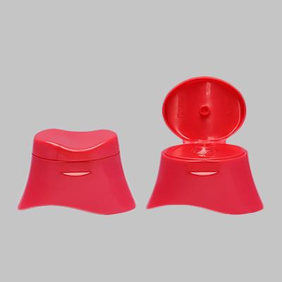 China Red Color Cosmetic Plastic Shampoo Bottle Flip Top Lids Closure Caps for sale