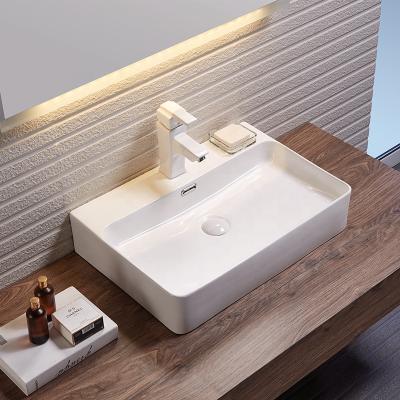 China Factory Price Modern Rectangular Countertops Art Ceramic Bathroom Hand Wash Basin for sale