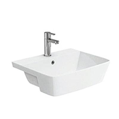 China Modern Rectangular Bathroom Sink Countertop Hand Wash Basin Semi Recessed Vessel Sink for sale