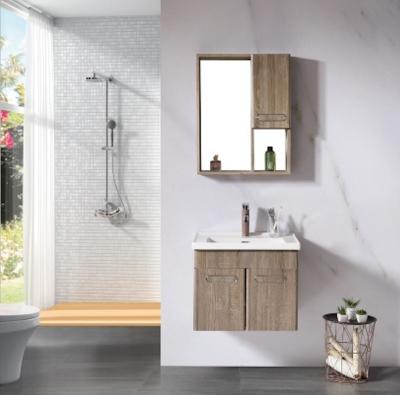 China Modern Wall Mounted Basin Cabinet Mirrored Wooden Sink Lavatory Bathroom Vanity for sale