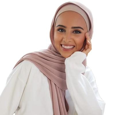 China Soft Touch Feeling IMAN TeaRose Chiffon Pleated Chiffon Hijab Muslim Customizable logo Pleated Chiffon Hijab hot sellingmodel Malaysia Tudung Women for sale