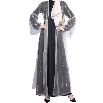 China Casual Modern Muslim Dresses sets Bell Sleeve Ladies open Abaya  baju kurung lace-up wedding dress sequin mesh party dresses for sale