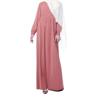 China Polyester New In Stock Basic Muslim Ethnic Muslim Solid Color Dresses Islamic Dresses for sale