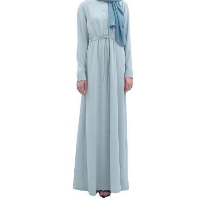 China Polyester Hijab New Fresh Mint Green Simple Muslim Long Sleeve Muslim Dress Islamic Muslim Clothing for sale