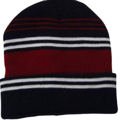 China 2022 COMMON Customized Logo New Design Stripe Pattern Unisex Thermal Winter Beanie Hats for sale