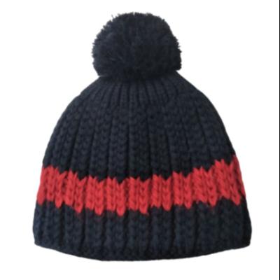 China COMMON Customized Wear Designer Knitted Unisex Thermal Winter Casual Beanie Pom Pom Hat for sale