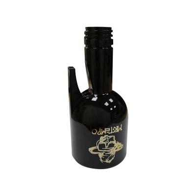 China Black Plastic 50ml PETG Food Bottle With Front And Back Twice Hot Stamping for sale