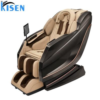 China Kisen Top End Full Body And 4D Screen Control New Arrival High Quality Luxury Voice Control Body Massage Chair for sale