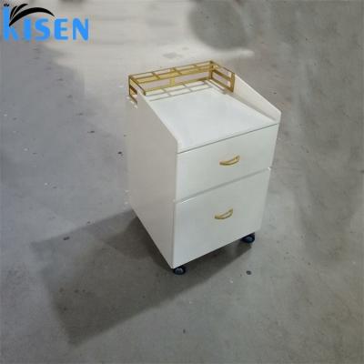 China new heavy-duty white trolley with two drawers for beauty spa salon for sale