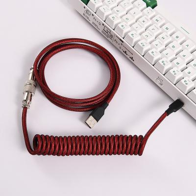 China Charging Gray 5PIN Aviation Male Plug To Type-C Spring Cable With Pigtail And PP Sheath OEM Spring Coiled Power Cable gx12 5 Pin Connector for sale