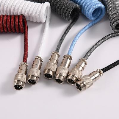 China Custom Electronics Products USB Type C Paracord Gx12 GX16 Coiled Mechanical Keyboard Cable With Aviator Connector for sale