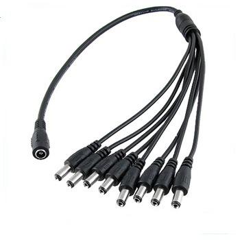 China Mobile camera/laptop/phone/LED lighting dc2.5mm 8male 1 to 8 way power splitter dc cable for cctv camera for sale