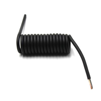 China Camera/laptop/mobile phone/LED lighting black electrical 22AWG 2 core shielded spiral coil spring wire power cable for sale