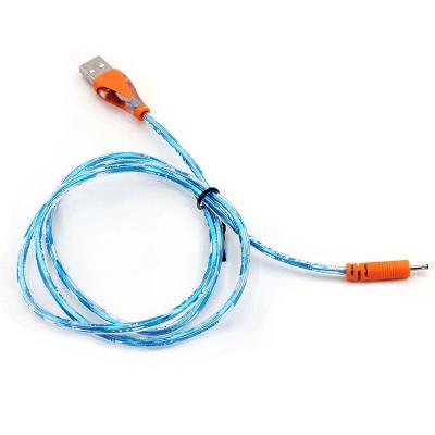 China With Flow Led Light Usb To Dc 5525 Blue Charge 5521 5v Cable With Led Light for sale