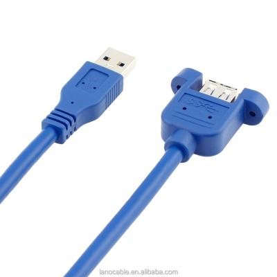 China Camera 3M USB 3.0 Male to Female Left Extension Cable with Screw Hole USB3.0 AM to AF for sale