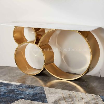 China Modern Design Luxury Modern Design Stainless Steel Convertible Light Console Table Set Modern Home Furniture Living Room Console Table for sale