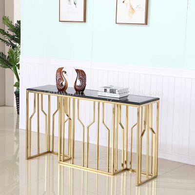 China Light Convertible Italian Luxury Porch Designer Furniture Art Table Console Table Stainless Steel Entry Porch Marble Desk for sale