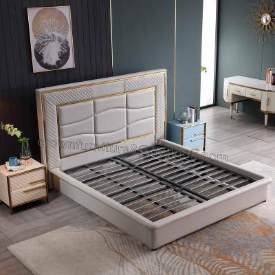 China (Size) King Size Bed Room Furniture Adjustable Luxury Modern High End Leather Wedding Bed Set for sale