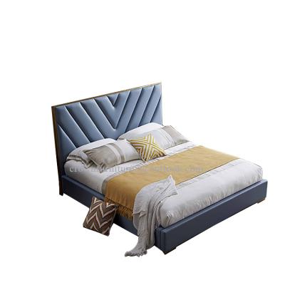 China OEM/ODM Modern European Luxury Modern Bedroom Furniture Tufted Soft King Size Double Wood Storage Leather Bed Frame for sale