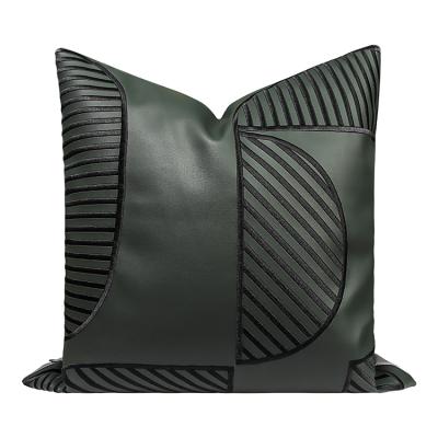 China Anti-Static Decorative Pillowcase For Sofa Bohemian Modern Decorative Pillowcase Featured Striped Faux Leather Pillowcase for sale