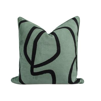 China Anti-static Green Geometric Canvas Cushion Cover Sofa Decoration Sofa Pillow Case Outdoor Home Decoration for sale