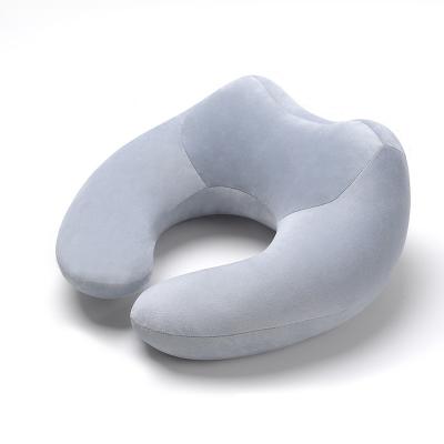 China Foldable PORTABLE Travel Pillow Custom Logo OEM Sit Adjustable Comfortable Velvet Cover for sale