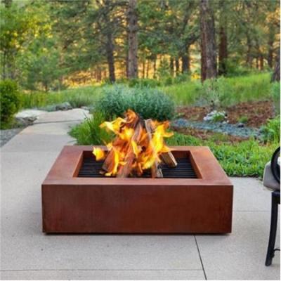 China Stocked Corten Steel Square Patio Heater Outdoor Fire Pit for sale