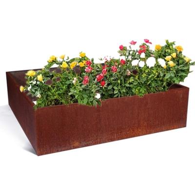 China Large Outdoor Art Decor Minimalist Style Medium corten steel planter for sale