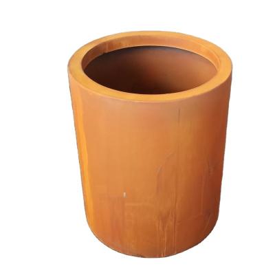 China ZHUOYUE rustic round shape corten steel flower pot garden raised bed planter box for sale