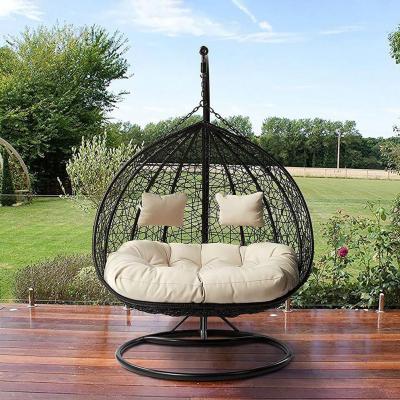 China Newest Design Contemporary Camping Swings Rattan Indoor Hanging Swing Chairs Outdoor Swing Egg Chair With Wicker Stand Swing Chair for sale