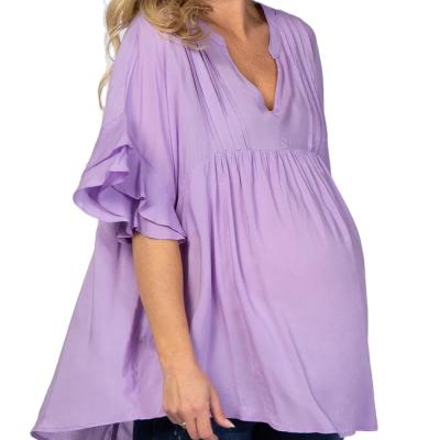 China 2022 Breathable New High Quality Wholesale Lavender Baby - Doll Maternity Blouse Maternity Empty Shirts for sale