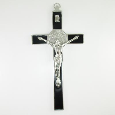 China Europe Black Enamel Crusader Saint Benedict 8 Inch Large Wall Crucifix for sale