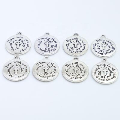 China Antique Silver Plated Religious The Lord Bless Charm Matthew Medal Pendant for sale