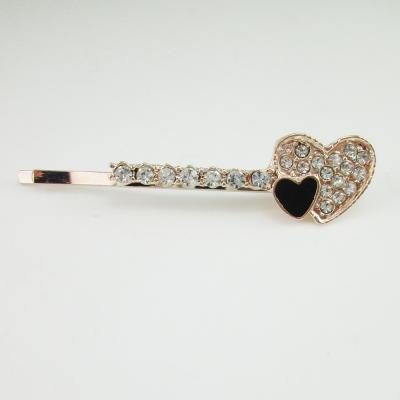 China Fashion Girls Rose Gold Heart Shape Rhinestone Women Wedding Hair Clip Hairpin HP96182 for sale