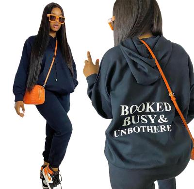 China QUICK DRY New arrival 2021 two piece set women clothing winter two piece set hoodies custom logo two piece pants set for sale