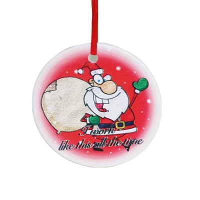 China CUSTOM Ceramic Christmas Tree Ornaments Santa Star Gold Round Hanging for Hanging Christmas Gifts Ceramic Christmas Tree for sale