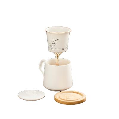 China Sustainable Ceramic Tea Cup Mug With Infuser And Lid For Steeper Filter Tea Cup Maker for sale