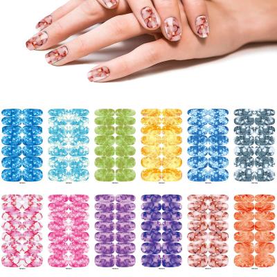 China New Eco-friendly Material 12 Color Gradient Free Shipping YMY Amazon Bloom Nail Strips Adesivos Para Unhas De Gel Smudge Marble Nail Wrap Sticker for sale